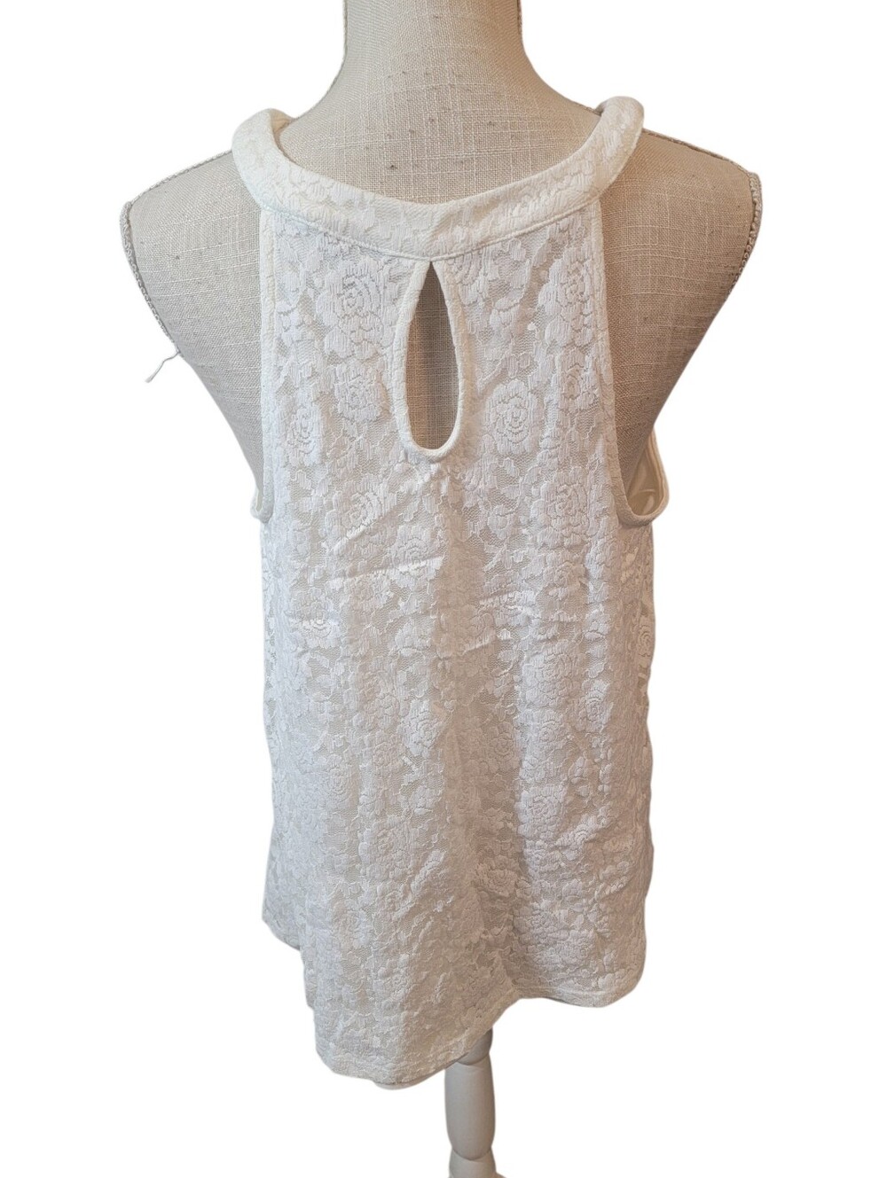 Torrid White Lace Goddess High Neck Tank Top Size 00/10 - Picture 4 of 6